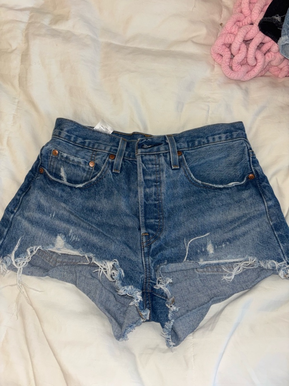 Levi's Distressed Cutoff Denim Shorts - Blue